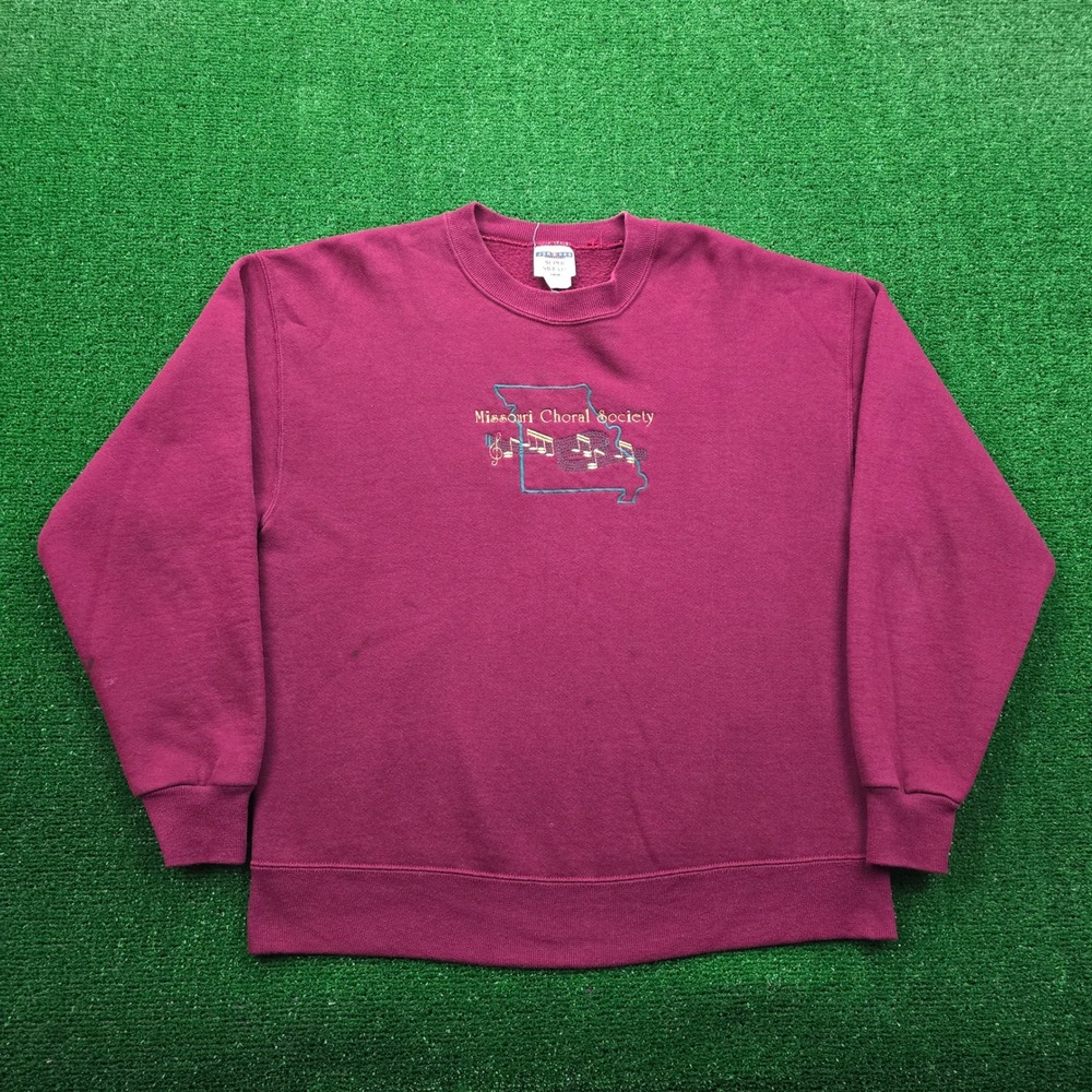 Missouri Choral Society Sweatshirt Mens Large Maroon Pullover Embroidered